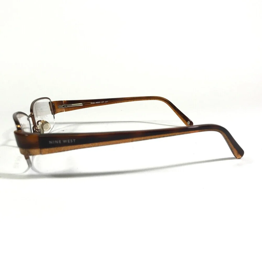 Nine West Petite Eyeglasses Frames 377 JDT Brown Rectangular Half Rim 53-16-130